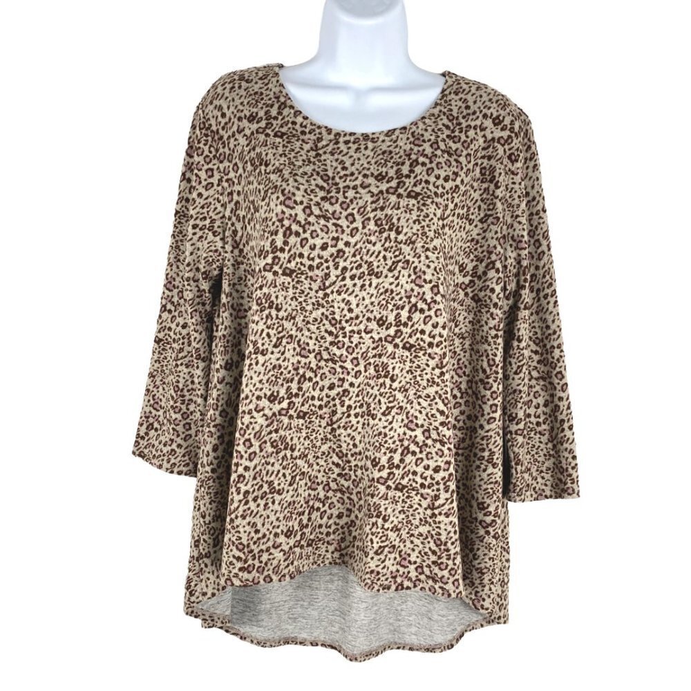 Logo By Lori Goldstein Sweater Top Animal Print Multicolored Women's Medium‎